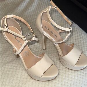 MEXICANA Cream Ankle Strap Heels